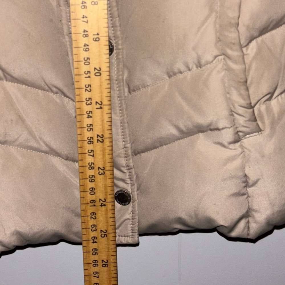 KENNETH COLE REACTION BEIGE QUILTED DUCK DOWN TWO WAY CLOSER ZIPPER & SNAPS SZ S - Picture 11 of 15